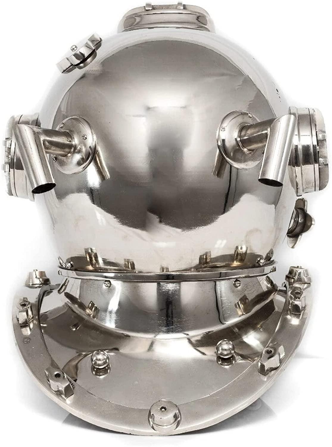 Silver Antique Vintage Diving Helmet Heavy Metal Divers Helmet Antique Scuba Sea Replica Us Navy Mark V - collectiblegiftitems