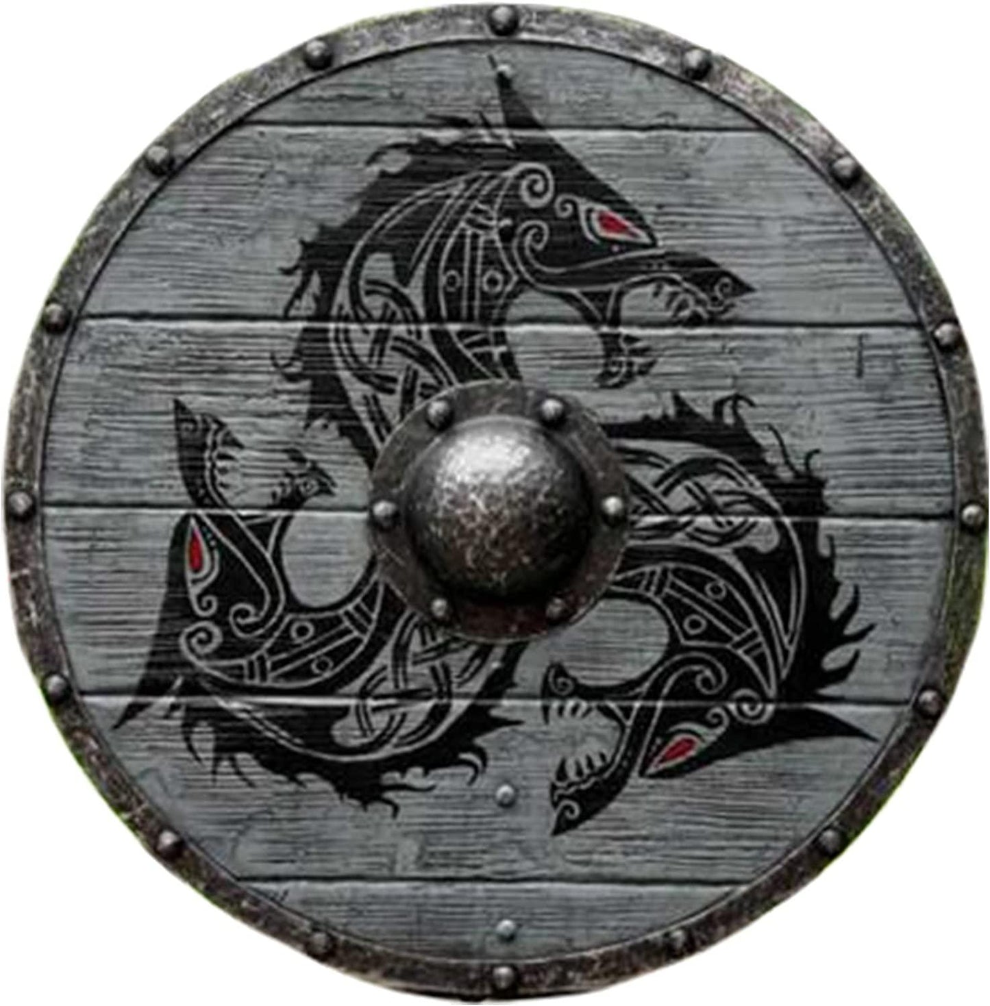 Medieval Fenrir Grey Wolf Shield Authentic Bettleworn Viking Battle Ready Shield Handmade Battle Warrior Shield - collectiblegiftitems