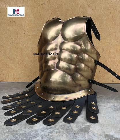 Medieval Armor Spartan Muscle Armor Breastplate 300 Movie Armor Helmet Red Plum Roman Warriors Costume - collectiblegiftitems