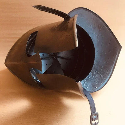 Rise of Spartan Movie Helmet - Fully Functional Medieval Wearable Helmet with Wooden Stand - collectiblegiftitems