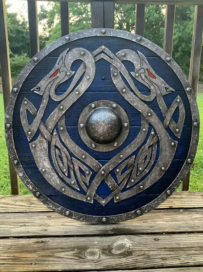 Valhalla Sea Dragon Jörmungandr Authentic Battleworn Viking Shield, 24"