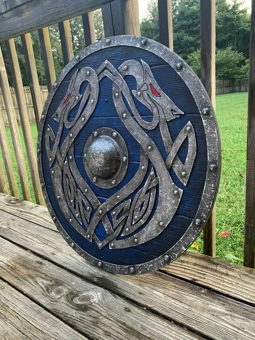 Valhalla Sea Dragon Jörmungandr Authentic Battleworn Viking Shield, 24"