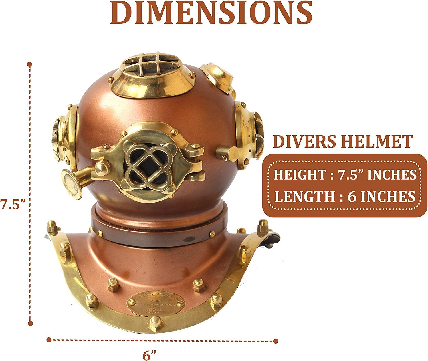 Vintage Handmade Marine Divers Diving Helmet Miniature US Navy Copper Finish - collectiblegiftitems