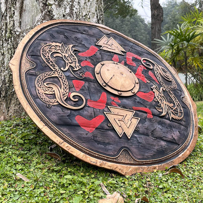 Wooden Viking Dragon Shield for Warrior Costume 24"