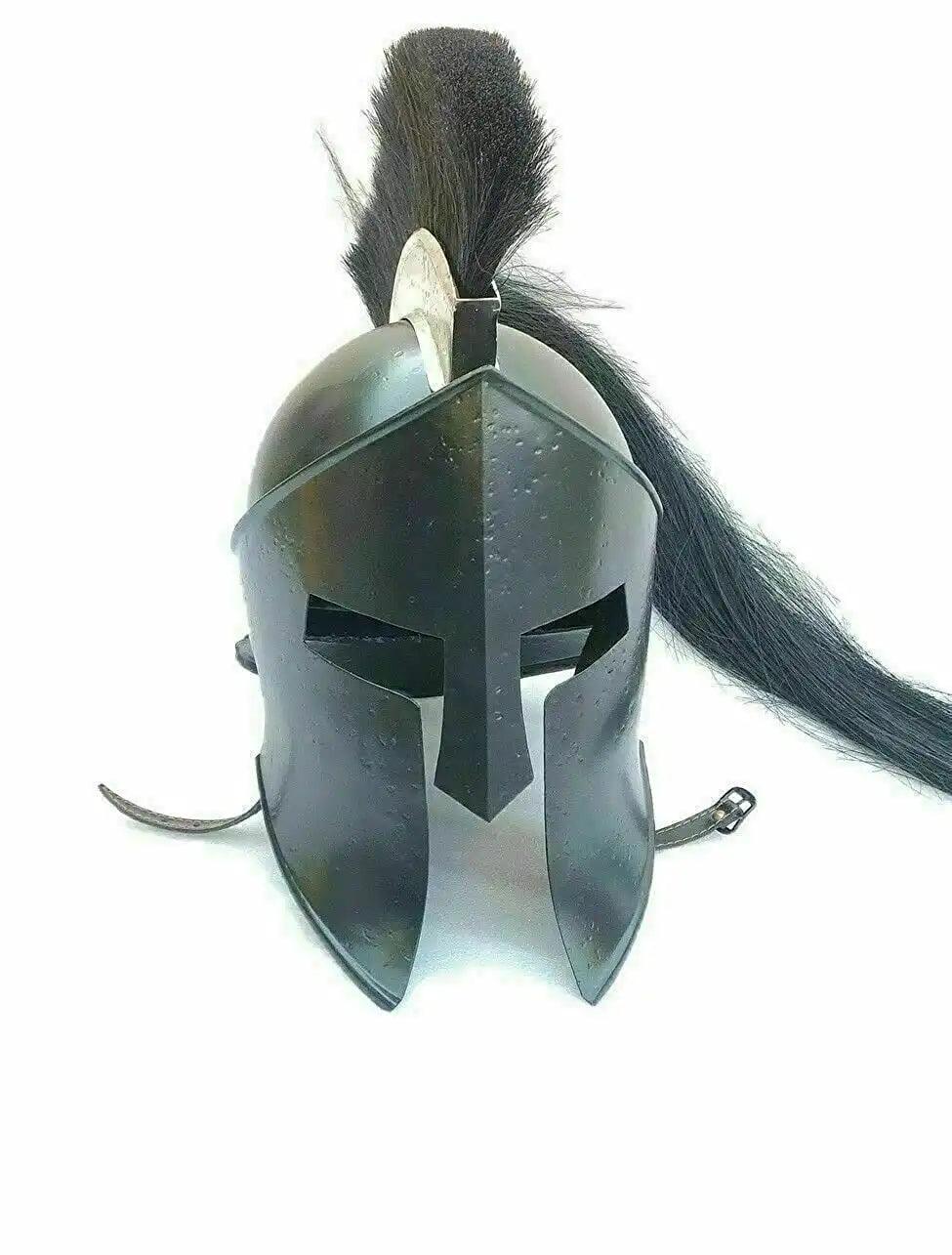 Spartan Black Medieval Armor Helmet - collectiblegiftitems