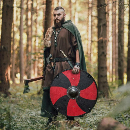 Smooth Wood & Steel Viking Shield - LARP Medieval Shield, 24"