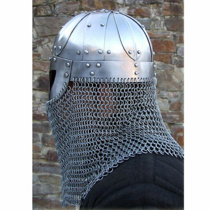 Viking Helmet Battle Armor 18G Steel and Chainmail - collectiblegiftitems