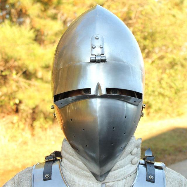 Medieval Bascinet Klappvisor Helmet - collectiblegiftitems