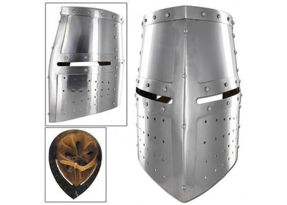 Middle Ages Great Helm Iron Cross Armor Helmet - collectiblegiftitems