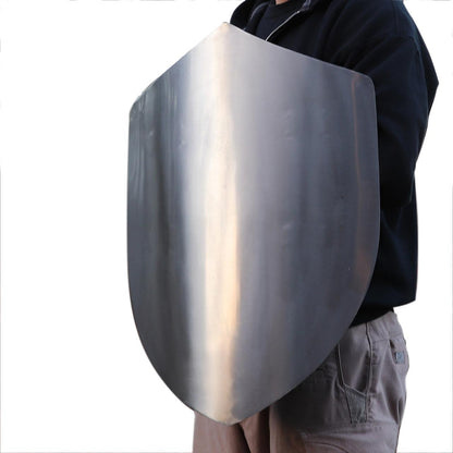 14th Century Four Point Functional Polished Steel Medieval Battle Shield - collectiblegiftitems