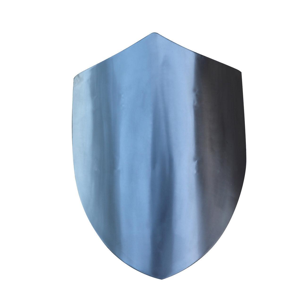 14th Century Four Point Functional Polished Steel Medieval Battle Shield - collectiblegiftitems