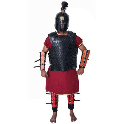 Leather Armor Suit with Greek Metal Helmet LFBA010 - collectiblegiftitems