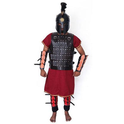 Leather Full Body Armor Suit with Greek Metal Helmet LFBA08 - collectiblegiftitems