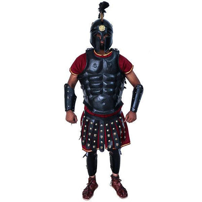 Full Body Roman Skirted Leather Armor Suit with Greek Metal Helmet LFBA07 - collectiblegiftitems