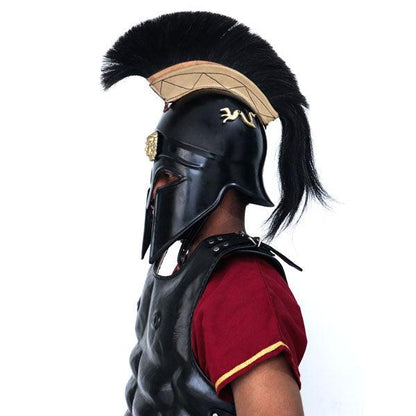 Full Body Roman Skirted Leather Armor Suit with Greek Metal Helmet LFBA07 - collectiblegiftitems