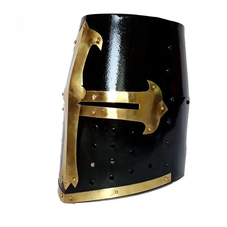 Templar Knight Crusader Black Medieval Armor Helmet - collectiblegiftitems