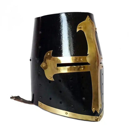 Templar Knight Crusader Black Medieval Armor Helmet - collectiblegiftitems