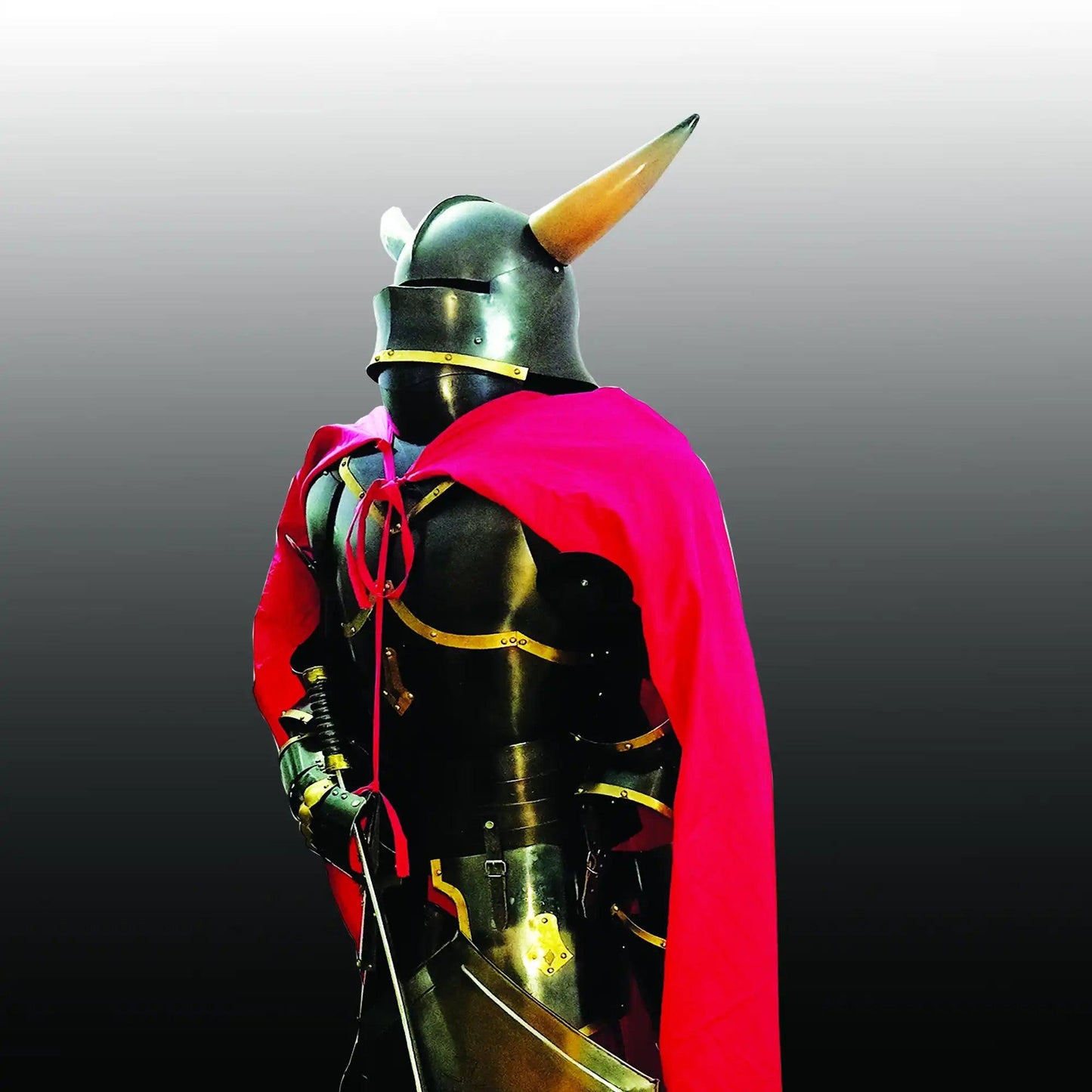 Gothic Greek Knight Medieval Armor Suit with Horn - collectiblegiftitems