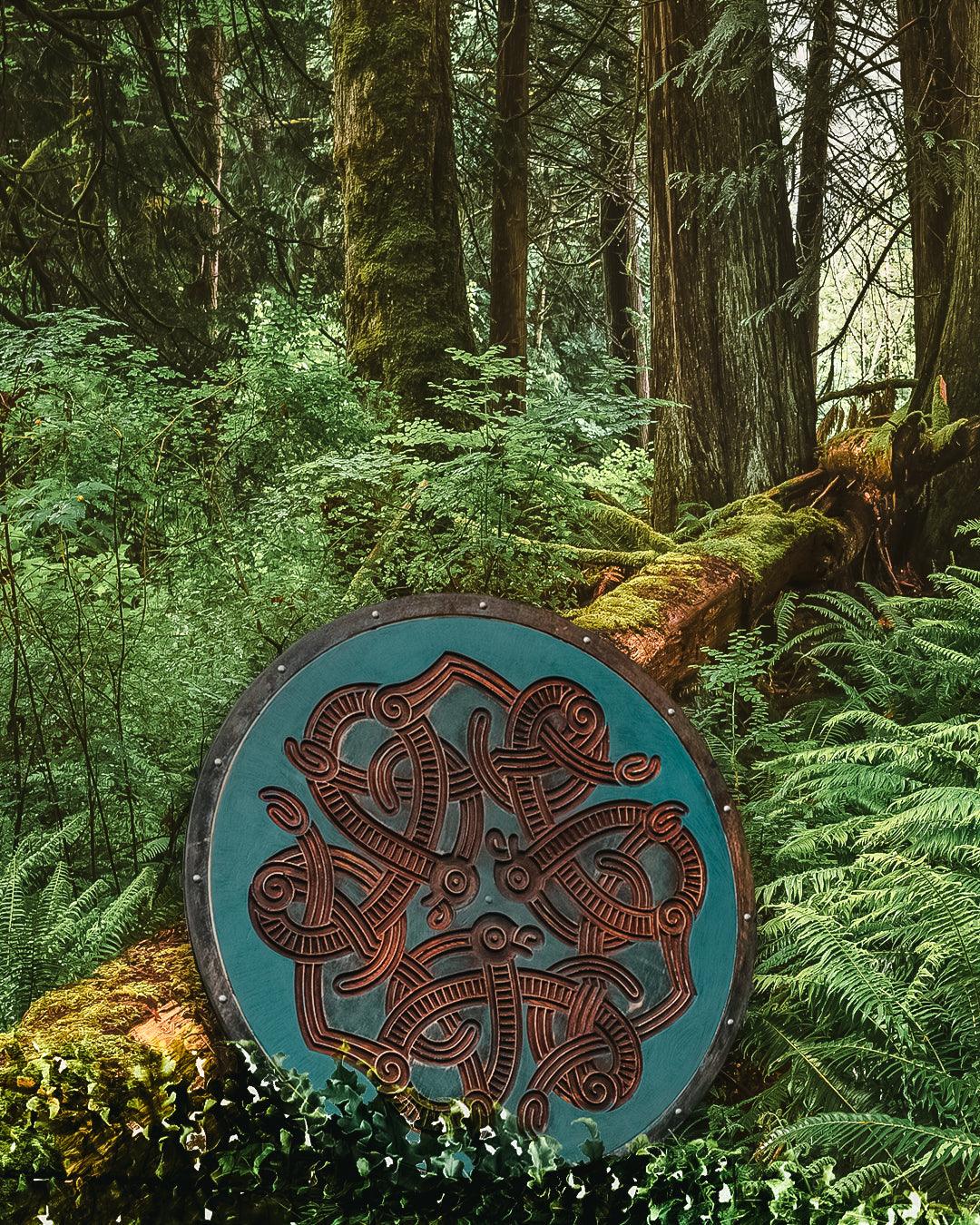 Carved Jelling Beast Viking Shield, 24"