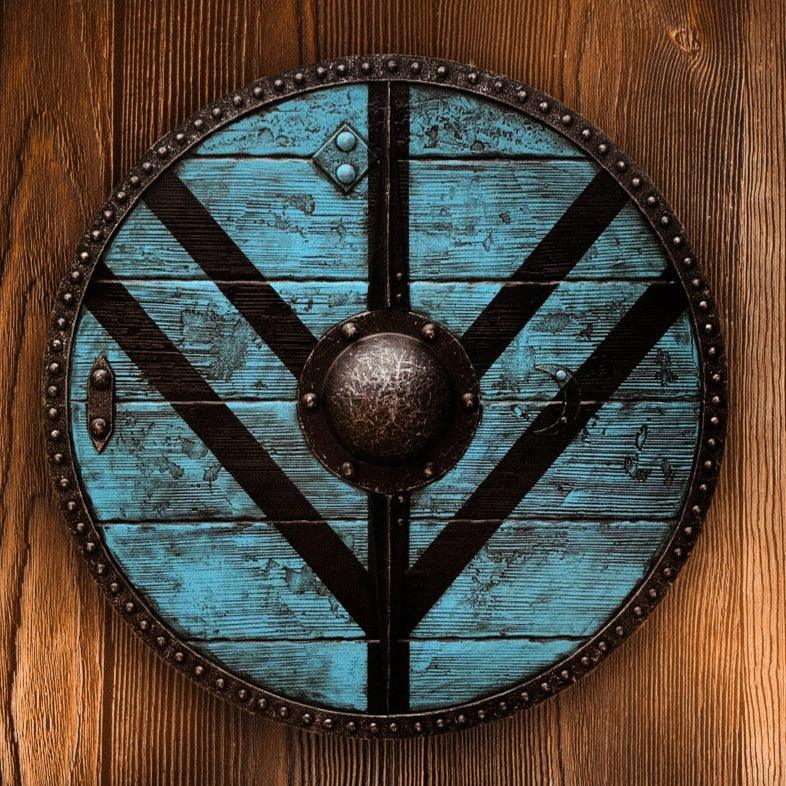 Lagertha Shieldmaiden Viking Shield Plank Blue Shield, 24 inches - collectiblegiftitems