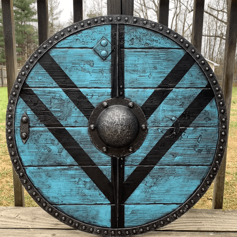 Lagertha Shieldmaiden Viking Shield Plank Blue Shield, 24 inches - collectiblegiftitems