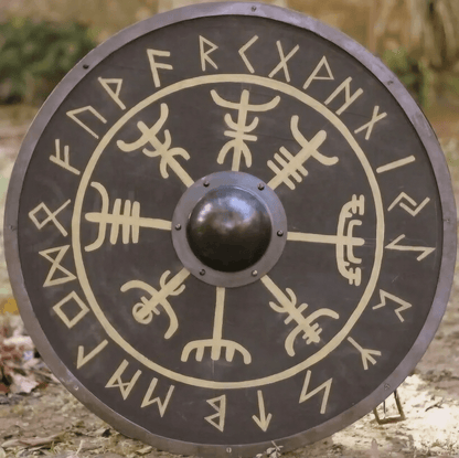 Vegvisir Norse Compass Smooth Viking Shield for LARP & Collection, 24"