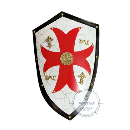 Templar Knight Royal Crusader Shield Red Cross Heavy Cavalry Combat Shield - collectiblegiftitems