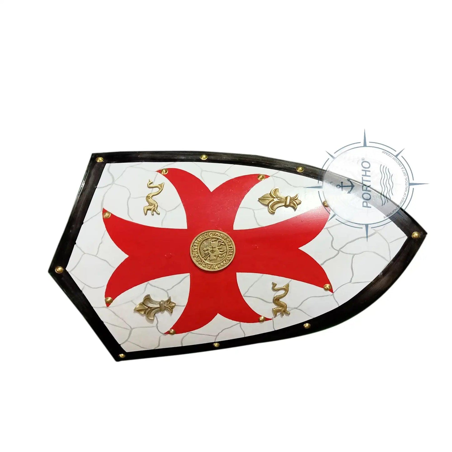 Templar Knight Royal Crusader Shield Red Cross Heavy Cavalry Combat Shield - collectiblegiftitems