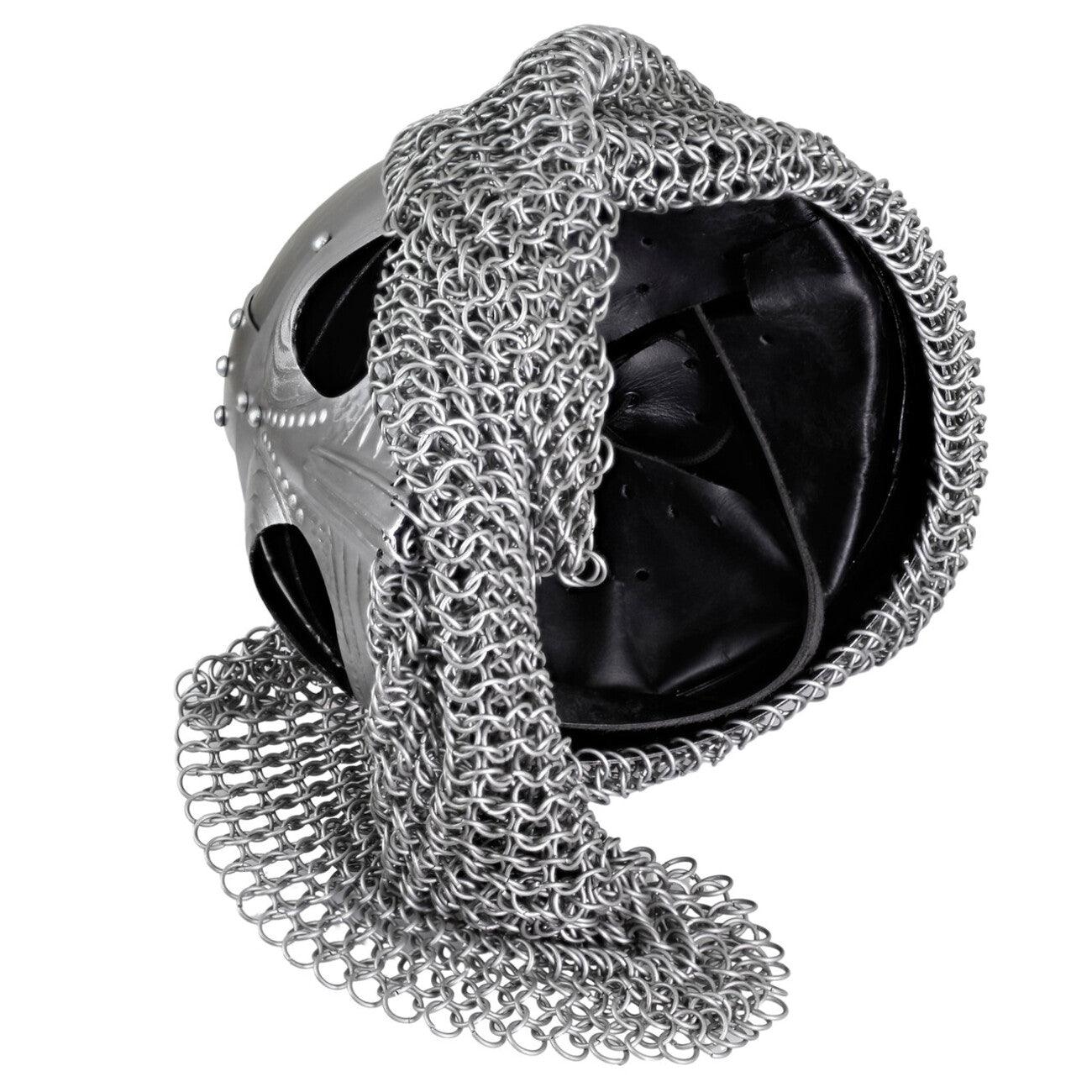 Vandals Wrath Forged Steel Gothic Helmet with Chainmail Defense - collectiblegiftitems