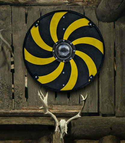 Gokstad Yellow and Black Smooth Viking Shield, 24"