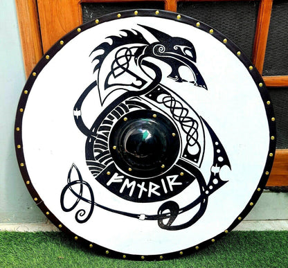 Fenrir Black and White Smooth Viking Shield, 24"