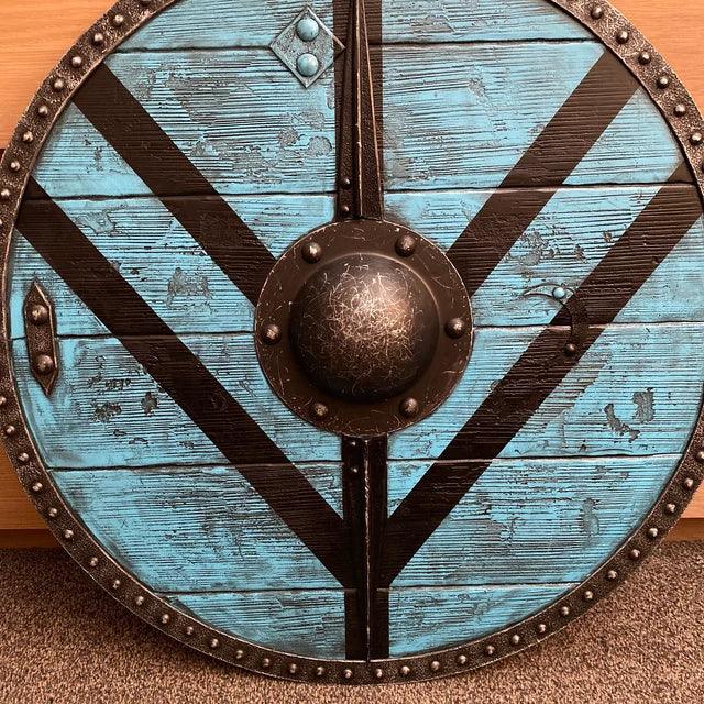 Lagertha Shieldmaiden Viking Shield Plank Blue Shield, 24 inches - collectiblegiftitems