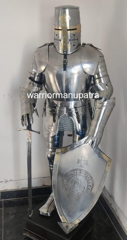 Medieval Knight Suit Medieval Full Steel Templar Knight Suit of Armour Wearable Costume Best Gift - collectiblegiftitems