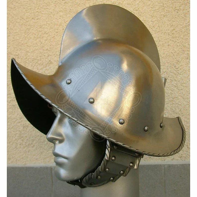 Spanish Morion Helmet 16th Century 18GA SCA Spanish Morion Helmet, Medieval Conquistador Costume Armor Helmet - collectiblegiftitems