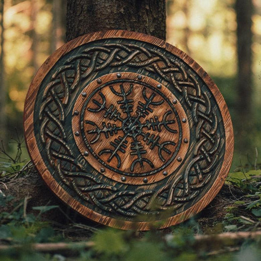 Helm of Awe Carved Viking Shield - collectiblegiftitems