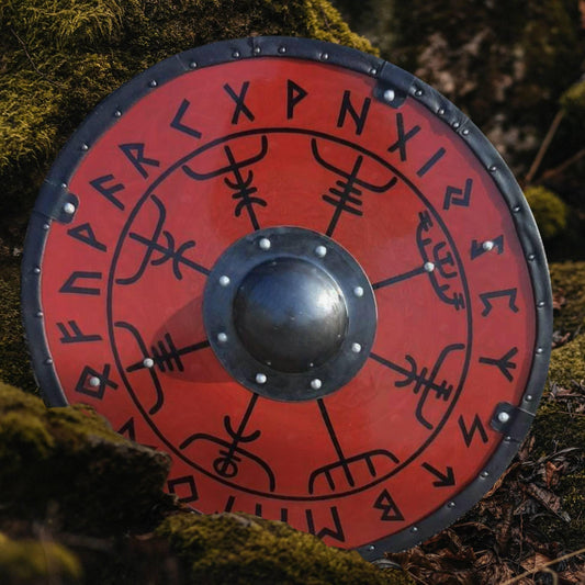 Smooth Vegvisir Runes Viking Shield, 24"