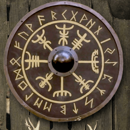 Vegvisir Norse Compass Smooth Viking Shield for LARP & Collection, 24"