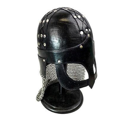 Gjermundbu Leather Helmet - Viking Helmet - Black - collectiblegiftitems