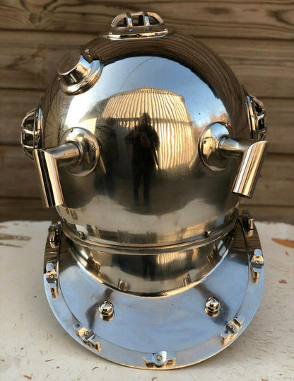 Beautiful Silver Anchor Diving / Divers Helmet. - collectiblegiftitems