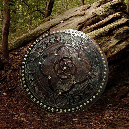 Celtic Five Fold Carved Viking Shield, 24"