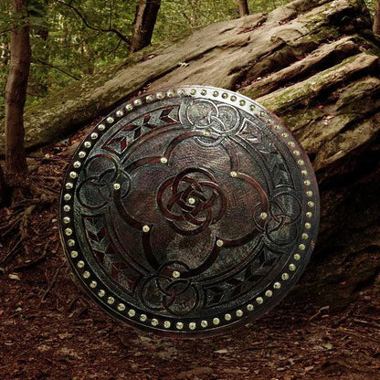 Celtic Five Fold Carved Viking Shield Handcrafted Authentic 24 for Historical Enthusiasts