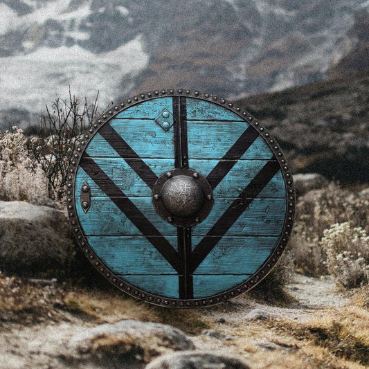 Lagertha Shieldmaiden Viking Shield Plank Blue Shield, 24 inches - collectiblegiftitems