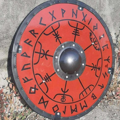 Smooth Vegvisir Runes Viking Shield, 24"