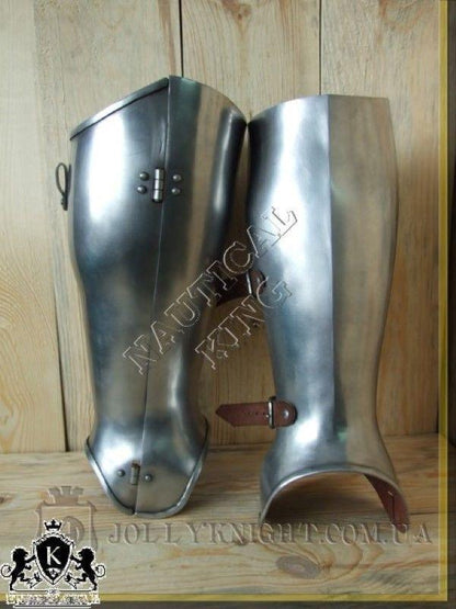 Medieval Knight Crusader Armor Greaves Spartan Steel Armour Larp SCA Reenactment - collectiblegiftitems