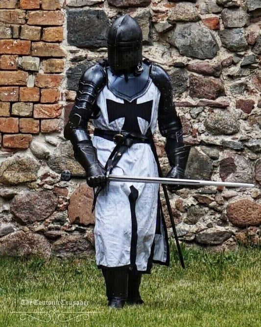 Medieval Black Templar Cross Knight Outfit Full Body Set Armour Cosplay Halloween Suit - collectiblegiftitems