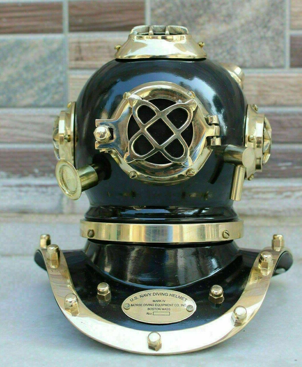 U.S Navy Mark IV Divers Mini Diving Helmet Gift Item Brass Black Finish Scuba - collectiblegiftitems