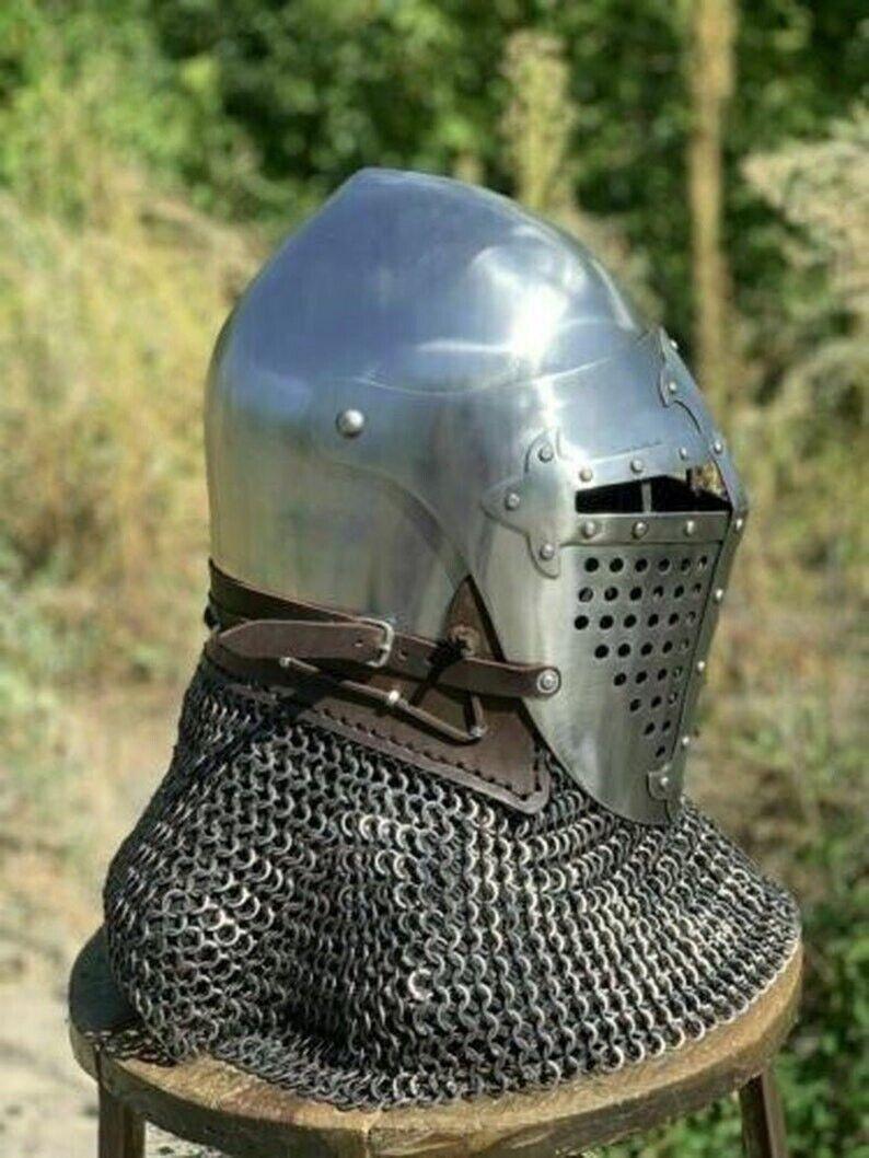 Medieval Helmets Bascinet Medieval HMB Combat SCA Battle Ready Helmet Costume Knight Cosplay Gift - collectiblegiftitems