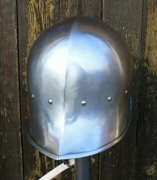 Medieval Helmet Handmade 18 Gauge Steel Medieval Servant Sallet Helmet Knight Sca Larp - collectiblegiftitems