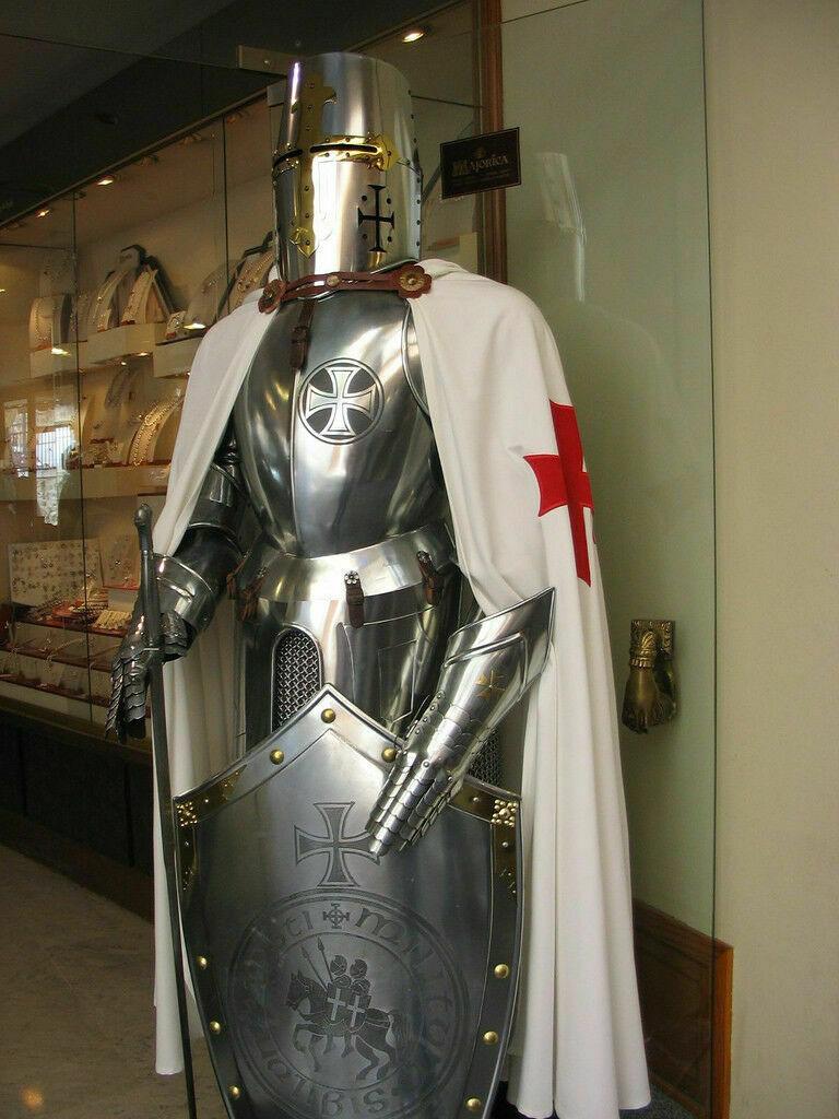 Medieval Knights Templar Armor Suit, Full Steel Templar body Suit fully Wearable. - collectiblegiftitems