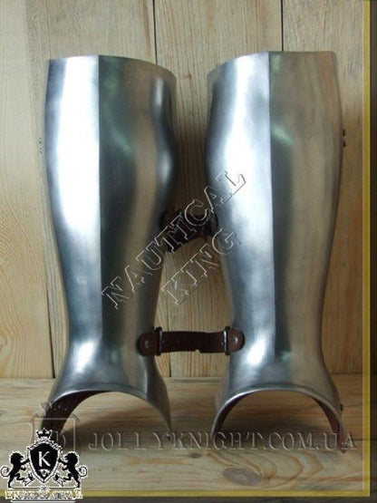 Medieval Knight Crusader Armor Greaves Spartan Steel Armour Larp SCA Reenactment - collectiblegiftitems